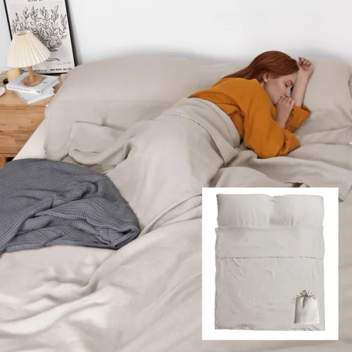 S VICTORY SYMBOL Sábana de cama portátil 100% lino, forro de saco de dormir para hotel y viajes, saco de dormir para adultos, ultra ligero con
