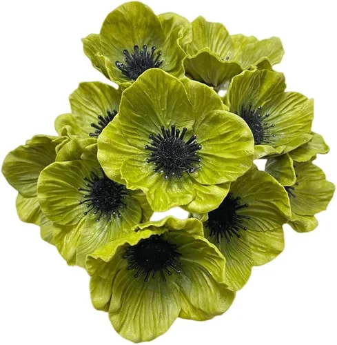 Miniatura 9 de Rikyo 10 ramos de flores artificiales de 11 pulgadas, flores de amapola, anémona que no se decoloran, flores silvestres falsas para mesa de cocina