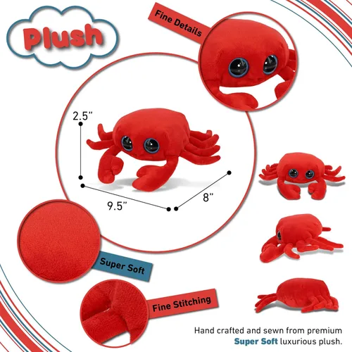 Miniatura 3 de Puzzled Peluche de cangrejo rojo de ojo grande, 6 pulgadas