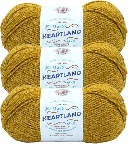 Miniatura 45 de Lion Brand Yarn Heartland Yarn - Hilo multicolor para tejer, tejer y tejer, paquete de 3, color congaree