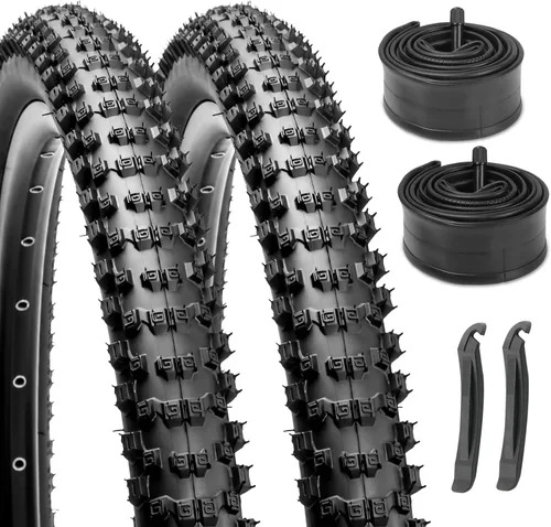 Hycline Juego de neumáticos para bicicleta de montaña: Paquete de 2 neumáticos plegables de repuesto para todo terreno de alta densidad de