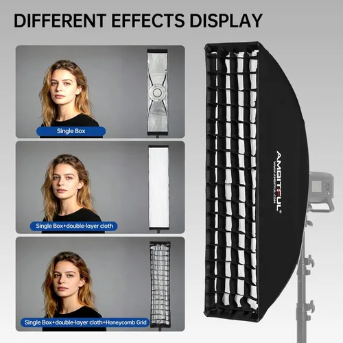 Miniatura 5 de AMBITFUL 2 unids 8.7x35.4 in 9"x35" Beehive Honeycomb Grid Strip Softbox Bowens Mount para Studio Flash
