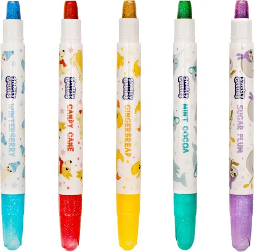 Miniatura 8 de Holiday Smelly Gellies – Palitos de colores en gel con purpurina patentada, crayones y resaltadores – 5 unidades – Regalos para niños, relleno