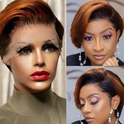 Miniatura 5 de Pelucas cortadas, peluca sintética corta de corte Bob de 6 pulgadas, lindas pelucas de cabello rizado sin encaje para mujeres negras, pelucas rubias