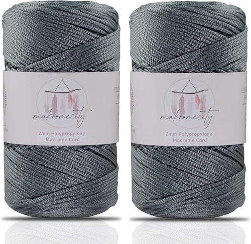 Miniatura 46 de Makromecity, 2 carretes de cordón de macramé de poliéster de 2 mm x 250 yardas (750 pies) de 2 mm de cordón de polipropileno para macramé, ideal