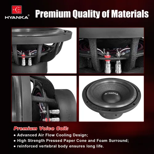 Miniatura 3 de H YANKA BSF-12-2 Subwoofer de 12 pulgadas - 1800 W de potencia máxima de 12 pulgadas, subwoofer de cono de papel de 12 pulgadas, canasta de aluminio