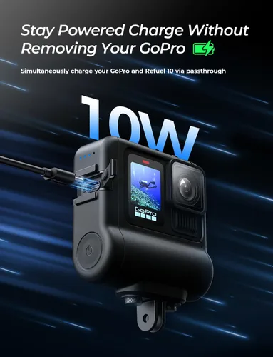 Miniatura 6 de Re-Fuel Paquete de batería extendida de 9 horas para GoPro Hero 13 12 11 10 9 Negro, Banco de energía recargable a prueba de polvo y agua de 33 pies