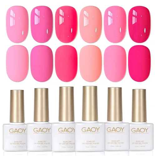 Miniatura 9 de GAOY - Juego de 6 esmaltes de uñas en gel de color rojo borgoña, incluido el kit de esmaltes en gel de color rojo vino cereza oscuro con luz