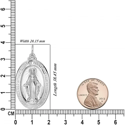 Miniatura 3 de Auriga Fine Jewelry Colgante de plata de ley 925 chapado en rodio sólido de medalla milagrosa (L-1.514in, W-0.793in), regalo para mujer, Metal, No