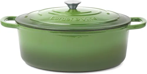 Miniatura 15 de Larder & Vine Horno holandés de hierro fundido esmaltado de 5.7 cuartos de galón con tapa, horno holandés para masa madre y hornear pan, esmalte