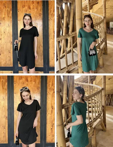 Miniatura 3 de Ekouaer - Pack de 2 camisones de manga corta para mujer, cómodos y suaves, pijama estilo vestido para dormir