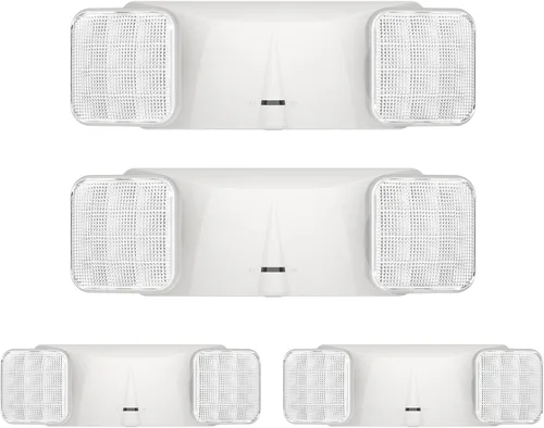 Miniatura 10 de SPECTSUN - Paquete de 2 luces LED de emergencia blancas, luz LED de emergencia de cabeza cuadrada ajustable con batería, luz de emergencia