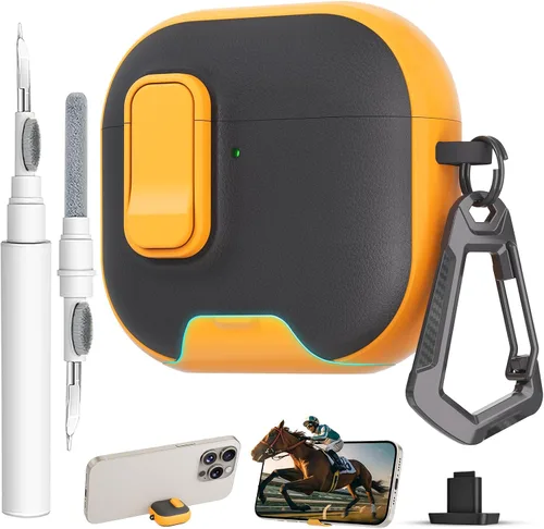 Miniatura 22 de Funda para AirPods Pro 3 con cerradura, textura de piel TPU duradera, antipérdida y a prueba de golpes, accesorios con kit de limpieza en llavero