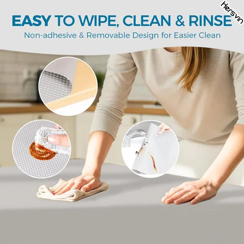 Miniatura 6 de Hersvin Revestimientos para estantes, alfombrillas para cajones de cocina de 24 pulgadas x 20 pies, protector de armario de EVA no adhesivo, forro