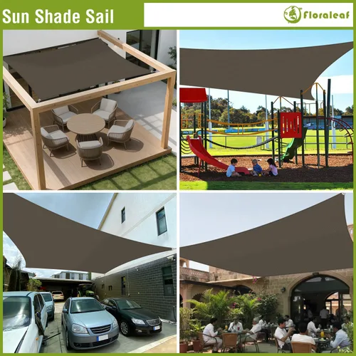 Miniatura 2 de Toldo rectangular de 11 x 11 pies, parasol resistente con cable de alambre y anillo en forma de A, toldo con bloqueo UV para patio, patio, césped