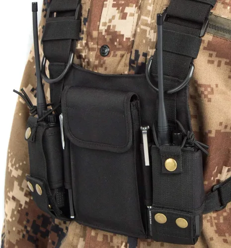 Miniatura 4 de Funda de hombro de radio para arnés de pecho, chaleco para radio bidireccional, bolsa frontal para walkie talkie con bolsas frontales para Kenwood