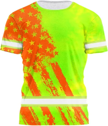 Camisa de alta visibilidad para hombre, camisas de seguridad reflectantes con nombre personalizado para patriota, patriótico, veterano, militar