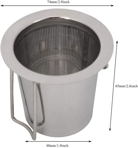 Miniatura 4 de Fdit Filtro plegable del colador de la taza del metal del infusor del té de la malla del acero inoxidable con la tapa