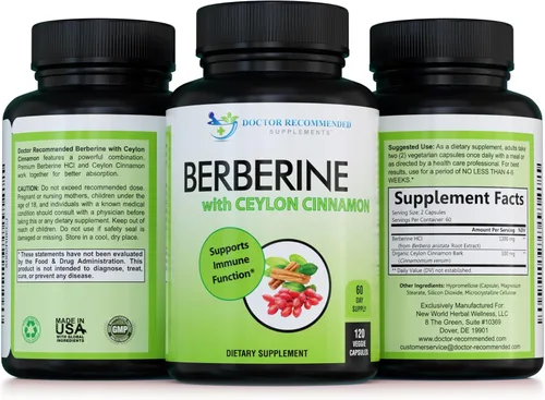 Miniatura 5 de Berberina con canela de Ceilán, 1200 mg de berberina y 100 mg de canela de Ceilán orgánica, 120 cápsulas vegetales, sistema inmunológico saludable