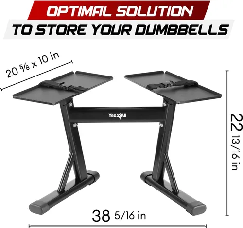 Miniatura 3 de Yes4All Soporte Ajustable para Mancuernas - Capacidad de 160 Libras, Rack de Apoyo y Rack de Pesas con Correa, Fácil Almacenamiento y Seguridad