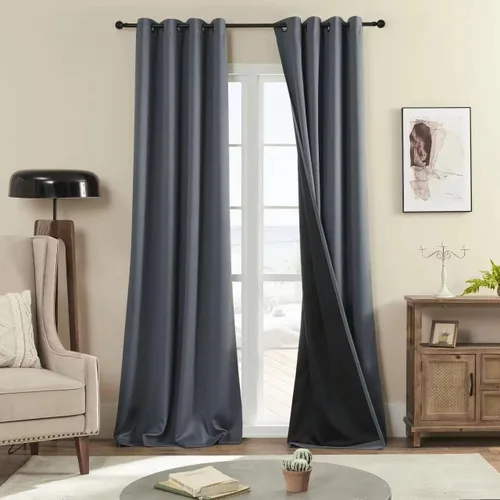 Miniatura 70 de Rutterllow - Cortinas 100% opacas, paneles de cortina con ojales, aislamiento térmico y bloqueo de luz para habitación y sala de estar