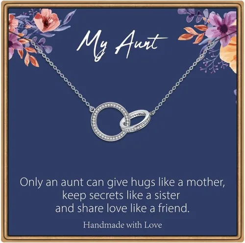 Collares para mujeres y niñas, collar de mariposa, regalos de agradecimiento, collar de 2 círculos, regalos para abuela, tía, sobrina, hermana,