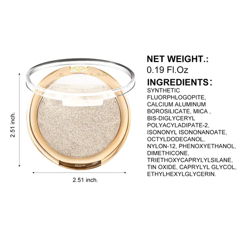 Miniatura 9 de YOUNG VISION Polvo Compacto Iluminador, Polvo de Contorno de Brillo Natural Horneado y Resaltador Facial, Libre de Crueldad, Maquillaje de Resaltado