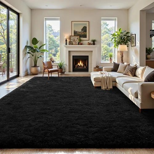 Miniatura 2 de Alfombras suaves para dormitorio, sala de estar, alfombra mullida de felpa de 9 x 11 pies, alfombra peluda que no desprende para guardería