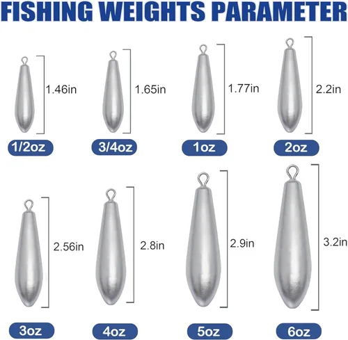 Miniatura 4 de Pesas de pesca Drop Shot Sinkers para pesca de agua dulce en agua salada