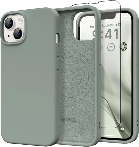 Miniatura 152 de GONEZ Funda de silicona para iPhone 14 Pro Max, compatible con MagSafe, con protector de pantalla + protector de lente de cámara, silicona líquida a