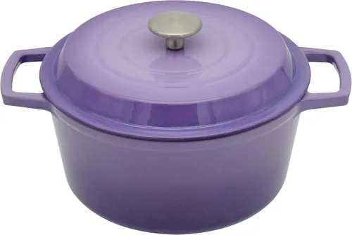 Horno holandés de hierro fundido de 4.2 cuartos de galón con tapa, interior antiadherente esmaltado, apto para horno hasta 500 °F, compatible con