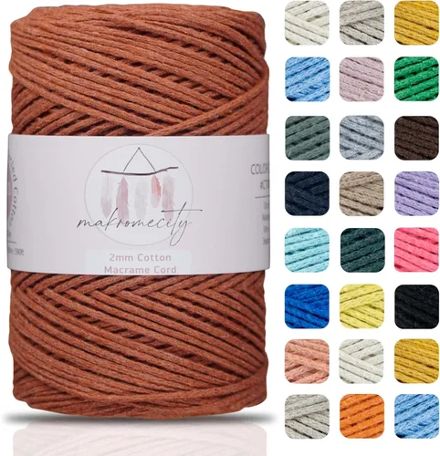 Miniatura 25 de Makromecity, Cordón de macramé de algodón de 0.079 in x 195 yardas (590 pies) de algodón reciclado de 0.079 pulgadas, hilo de ganchillo para Azul
