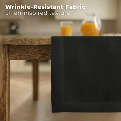 Miniatura 2 de Easy Linen™ by D'Moksha - Camino de mesa negro de 72 pulgadas de largo, resistente a las arrugas, lavable a máquina, 14 x 72 pulgadas para cómoda