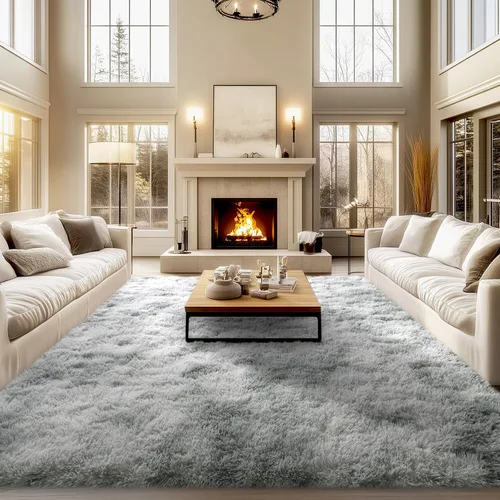 Miniatura 58 de qulint Alfombras de área de 5 x 7 pies para sala de estar, alfombra suave y esponjosa para dormitorio, alfombra de habitación de niños grandes, Gris
