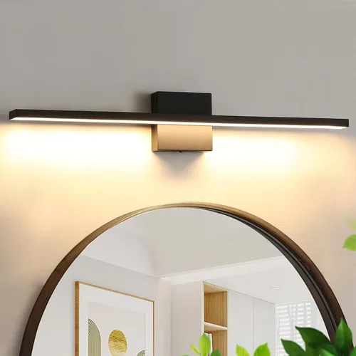 Miniatura 13 de Lámpara de tocador de baño moderna de 24 pulgadas, lámpara de baño negra de 18W sobre espejo, aplique de pared LED regulable de 5CCT para espejo