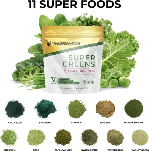 Miniatura 4 de Transformation Super Greens Superfood Green Juice Powder - Apoyo inmunológico y energético Ingredientes naturales Minerales desintoxicantes