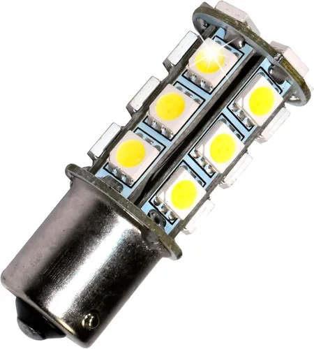 HQRP BA15s Base de bayoneta de un solo contacto SMD 5050 6300-7000K 10-30V DC 3.4W bombilla LED compatible con #93, 382, 1141, 1156, 1157 para
