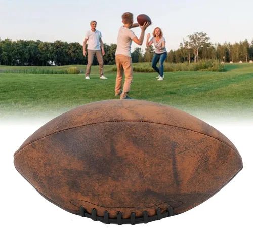 Miniatura 3 de GOTOTOP Entrenamiento Fútbol Tamaño 9 Rugby Pelota PU Agarre Cómodo Diseño Vintage Fútbol Deportivo para Partido de Juego