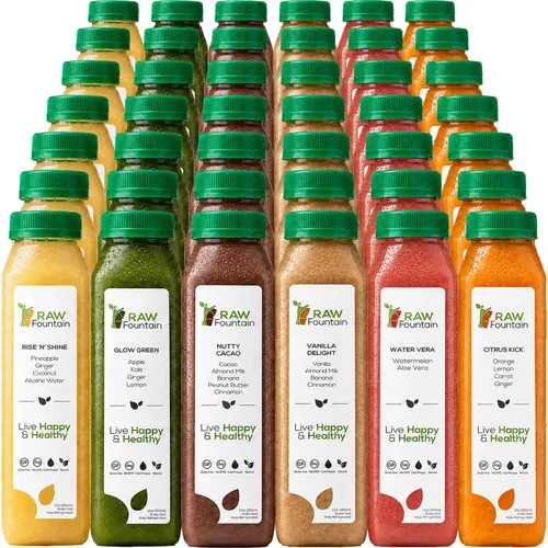 Miniatura 9 de Raw Fountain, limpieza de jugo de proteína de 3 días, limpieza desintoxicante cruda totalmente natural, frutas prensadas en frío, verduras, sabor