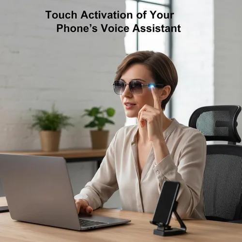 Miniatura 5 de Gafas inteligentes para hombres y mujeres, anteojos Bluetooth con micrófono y altavoces, gafas de audio de carga rápida compatibles con asistente