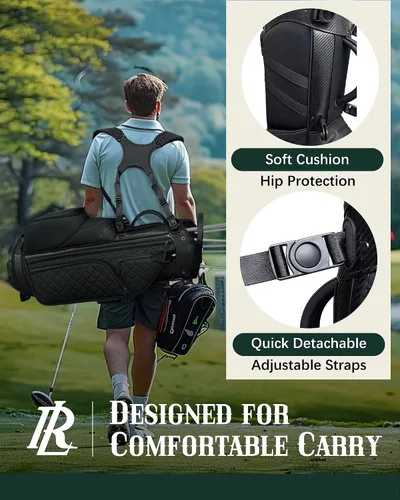 Miniatura 4 de Bolsa de golf de piel sintética para hombres, bolsas de golf con divisores de longitud completa de 14 vías, parte superior de felpa de lujo 2026