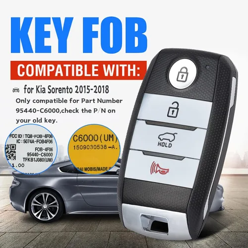 Miniatura 4 de Keymall Reemplazo inteligente de llavero de coche para Kia Sorento 2015 2016 2017 2018 FCC ID: TQ8-FOB-4F06 P/N 95440-C6000 433MHZ 4 botones