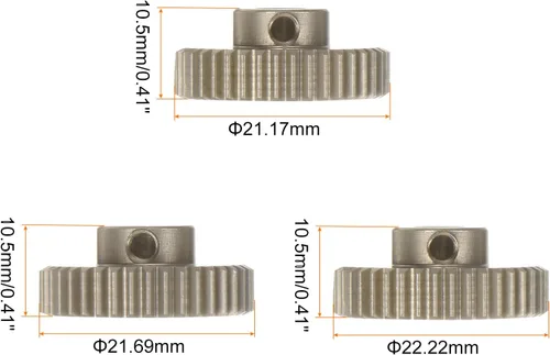Miniatura 3 de HARFINGTON 48P 7075 Aluminio Piñón Motor Gear Set 3pcs 38T 39T 40T Fit 0.197 in RC Motor Eje 48 engranajes de paso para coche RC, con llave hexagonal