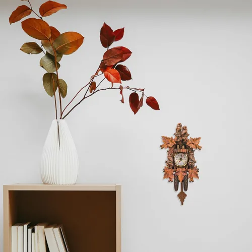 Miniatura 5 de HOMSFOU - Reloj de pared de péndulo de cuco para dormitorio, sala de estar y oficina, decorativo, colgante para el hogar, reloj D Cor 9.56 x 4.92 x