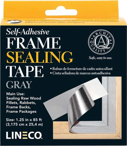 Miniatura 9 de Lineco Cinta adhesiva de sellado de marco, rollo de 1.25 pulgadas x 500 pies, gris (387-0155)