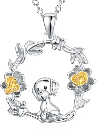 Dreamboat Collar de plata de ley 925 con diseño de animales para mujeres y niñas, collar de flores, día de la madre, fiesta de cumpleaños, joyería