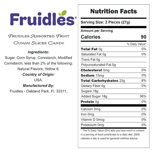 Miniatura 2 de Fruidles Surtido de caramelos de goma de fruta, deliciosas gomitas de sabores de frutas recubiertas de azúcar (1 libra)