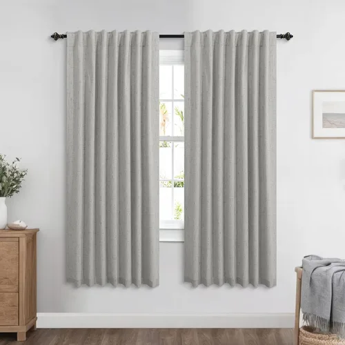 Miniatura 102 de KOUFALL - Cortinas de medio estilo francés de lino para ventana, juego de 2 cortinas cortas de 40 pulgadas de longitud, para privacidad, cortinas