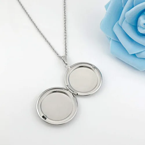 Miniatura 4 de Collar redondo con medallón que sostiene imágenes de forma de corazón medallones en forma de círculo regalo para joyas de niña Esmalte