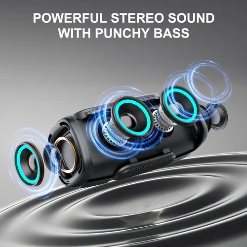 Miniatura 4 de Altavoz Bluetooth BT5.4 para exteriores: sonido fuerte de 60 W, IPX7 impermeable con 40 horas de reproducción, bajo, TWS, altavoces inalámbricos